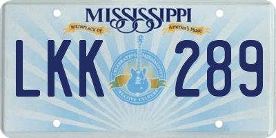 MS license plate LKK289