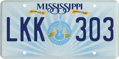 MS license plate LKK303