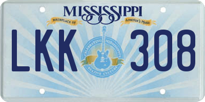 MS license plate LKK308