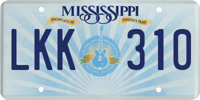 MS license plate LKK310