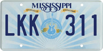 MS license plate LKK311