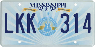MS license plate LKK314