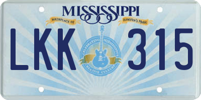 MS license plate LKK315
