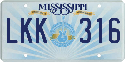 MS license plate LKK316