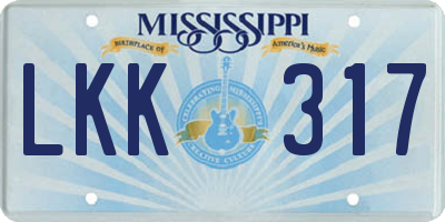 MS license plate LKK317