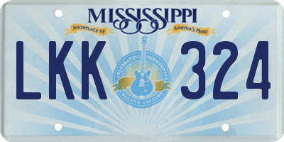 MS license plate LKK324