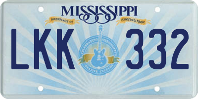 MS license plate LKK332