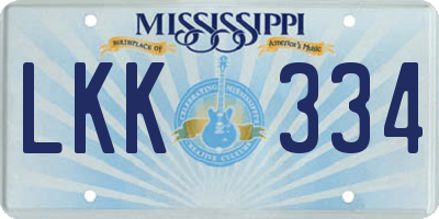 MS license plate LKK334