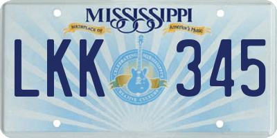 MS license plate LKK345