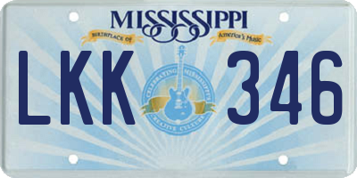 MS license plate LKK346