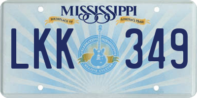 MS license plate LKK349
