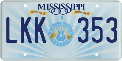 MS license plate LKK353
