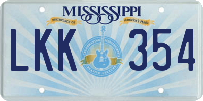 MS license plate LKK354
