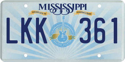 MS license plate LKK361