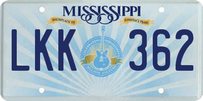 MS license plate LKK362