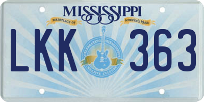 MS license plate LKK363