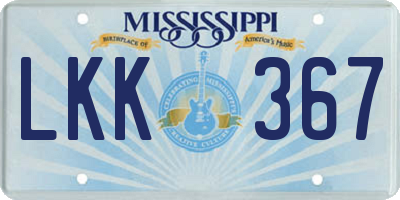 MS license plate LKK367