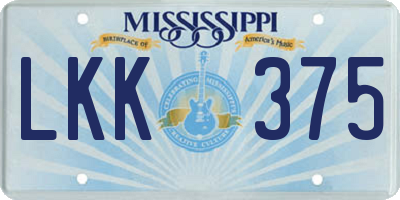 MS license plate LKK375