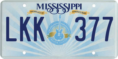 MS license plate LKK377