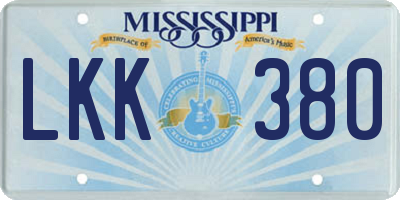 MS license plate LKK380