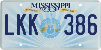 MS license plate LKK386