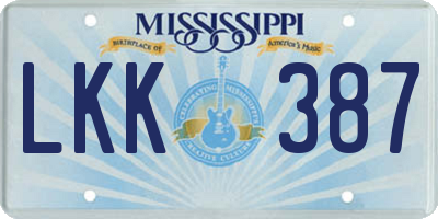 MS license plate LKK387