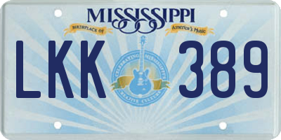 MS license plate LKK389