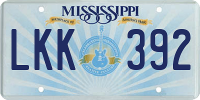 MS license plate LKK392