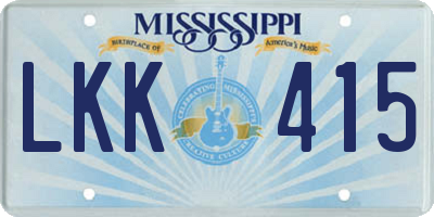 MS license plate LKK415