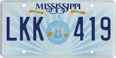 MS license plate LKK419