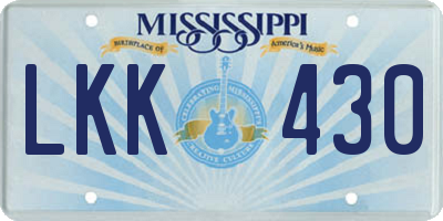 MS license plate LKK430