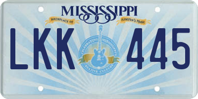 MS license plate LKK445