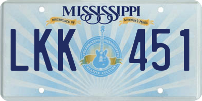 MS license plate LKK451