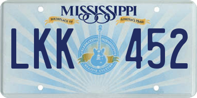MS license plate LKK452