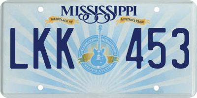 MS license plate LKK453