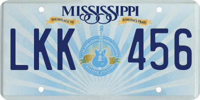 MS license plate LKK456