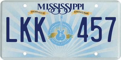MS license plate LKK457
