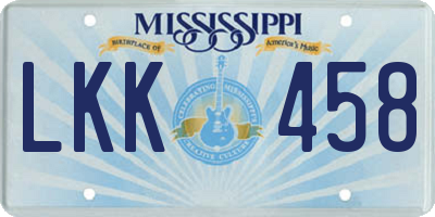 MS license plate LKK458