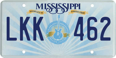 MS license plate LKK462