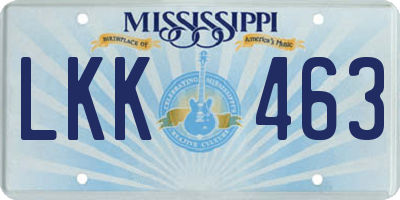 MS license plate LKK463
