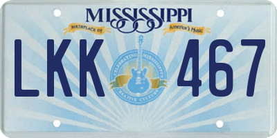MS license plate LKK467