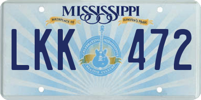 MS license plate LKK472
