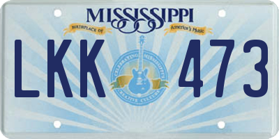 MS license plate LKK473