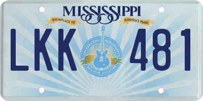 MS license plate LKK481