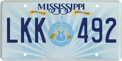 MS license plate LKK492