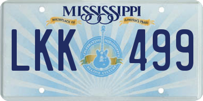 MS license plate LKK499