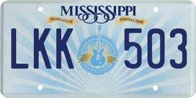 MS license plate LKK503