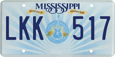 MS license plate LKK517