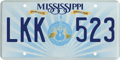 MS license plate LKK523