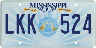 MS license plate LKK524